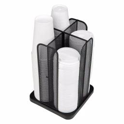 Mind Reader Rotating Cup and Lid Carousel Organizer, Black Metal Mesh Dispenser thumbnail 4