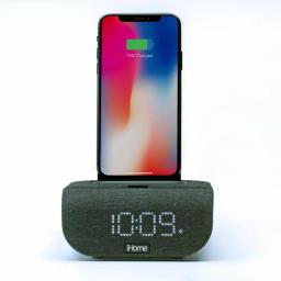 iHome TIMEBASE iBTW20B Bluetooth Alarm Clock with Wireless Qi Charging and USB Port thumbnail 1