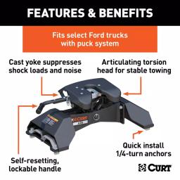 CURT A25 5th Wheel Hitch with Ford OEM Puck System Legs, 25K GTW thumbnail 7