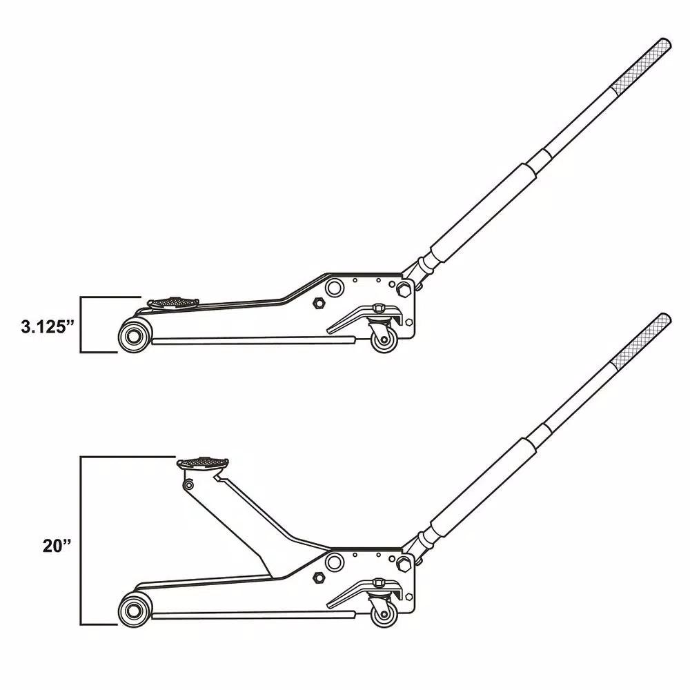 Husky 3-Ton Low Profile Floor Jack with Quick Lift and Dual Pump Design