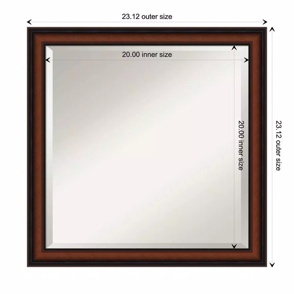Amanti Art Cyprus 23 in. W x 23.12 in. H Square Beveled Edge Wood Bathroom Vanity Mirror, Dark Brown Walnut