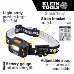 Klein Tools Rechargeable Light Array LED Headlamp with Fabric Strap thumbnail 2