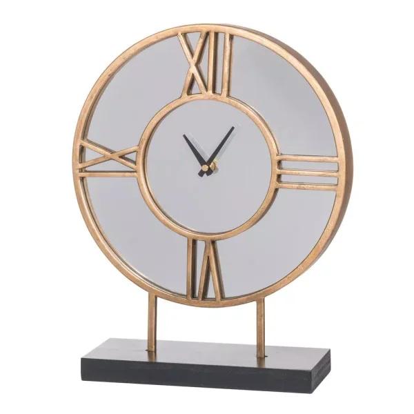 A & B Home Kenzo Modern Analog Table Clock - Gold, Black, and White with Roman Numerals