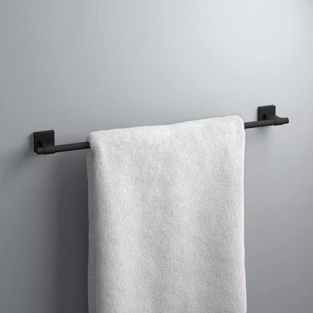 Franklin Brass Maxted 24 in. Single Towel Bar, Matte Black Modern Wall Mounted Bathroom Hardware