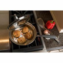 CookCraft by Candace 1.25 qt. Tri-Ply Stainless Steel Saute Pan with Patented Latch Glass Lid thumbnail 6