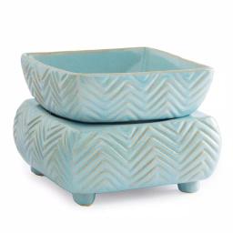 Candle Warmers Etc 5.2 in. Chevron 2-in-1 Classic Fragrance Warmer - Sky Blue Reactive Glaze thumbnail 1