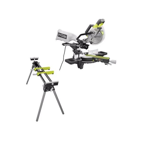 RYOBI 7-1/4 in. Sliding Compound Miter Saw with Stand, 10 Amp, 5350 RPM Kit