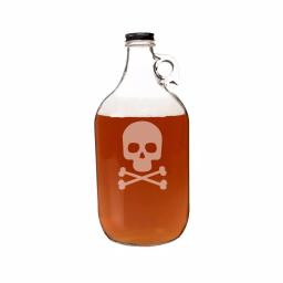 Cathy's Concepts 10.44 in. Skull and Crossbones Glass Craft Beer Growler, 64 oz. thumbnail 2