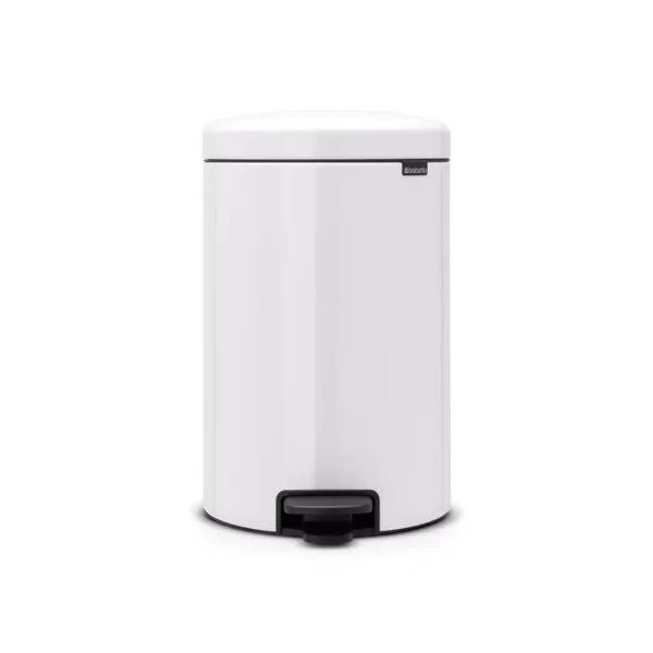 Brabantia Icon 5.3 Gal. White Steel Step-On Trash Can with Soft-Close Lid
