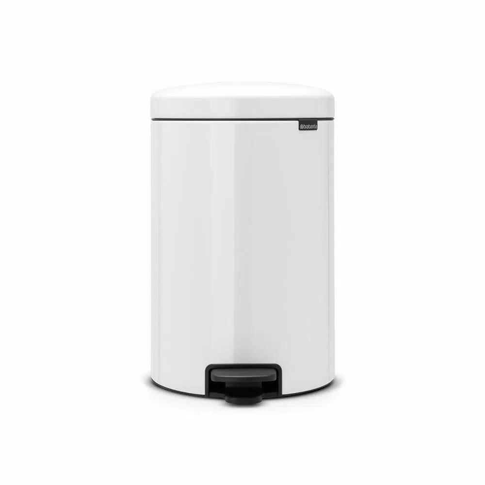 Brabantia Icon 5.3 Gal. White Steel Step-On Trash Can with Soft-Close Lid
