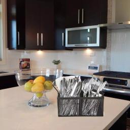 Mind Reader 4-Section Black Mesh Cutlery Caddy, Stainless Steel Flatware Organizer for Countertops thumbnail 6