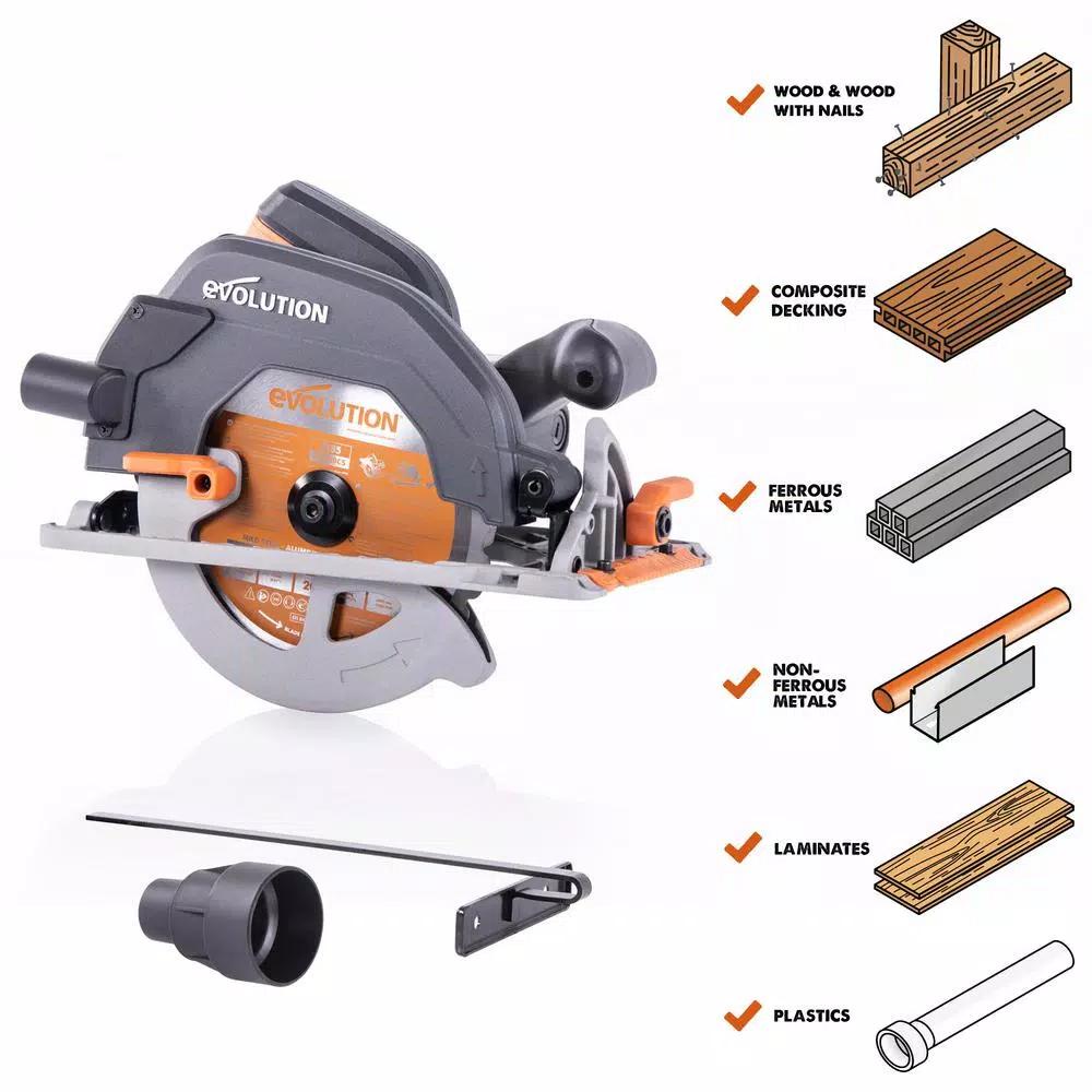 Evolution Power Tools Evolution R185CCS 15 Amp 7-1/4 in. Multi-Material Circular Saw with LED Light and Electric Brake