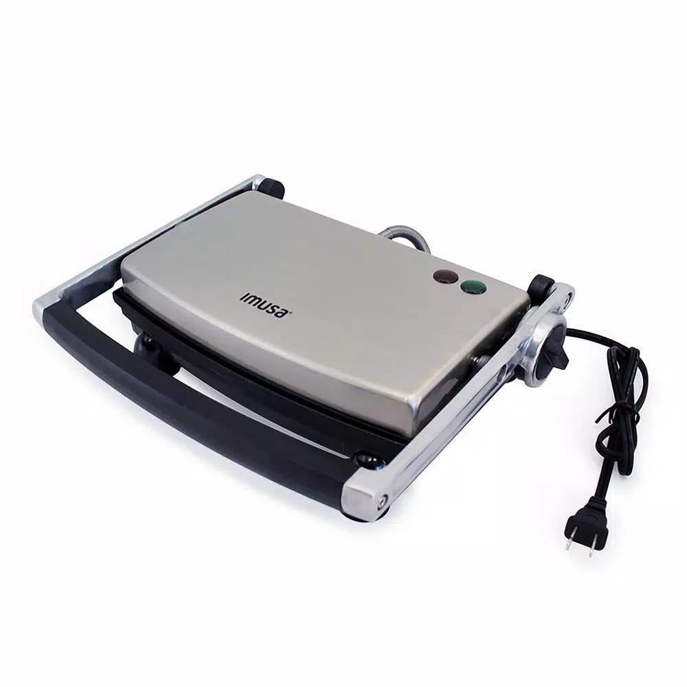 IMUSA 1400W Silver Non-Stick Panini Press and Countertop Grill