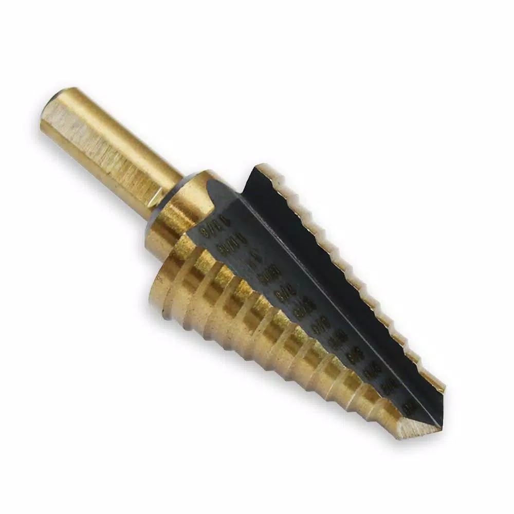Stark 7/16 in. x 1-1/8 in. Titanium Coated HSS Heavy-Impact Step Drill Bit, 10 Sizes