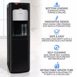 Igloo Bottom Loading Water Dispenser with Ozone Self-Cleaning, Hot & Cold, Black/Stainless Steel thumbnail 3
