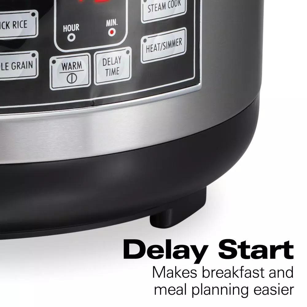 Hamilton Beach 20-Cup Stainless Steel Rice and Hot Cereal Cooker with Rice Rinser and Steam Basket