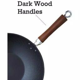 IMUSA 14 in. Light Cast Iron Pre-Seasoned Wok with Wood Handle thumbnail 6
