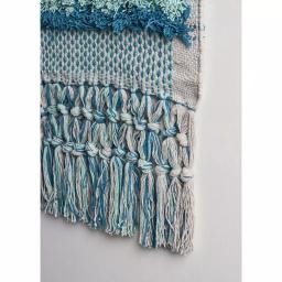 LR Home Coast Gray & Teal Fringed Tufted Cotton Wall Tapestry - Bohemian Coastal Wall Hanging thumbnail 6