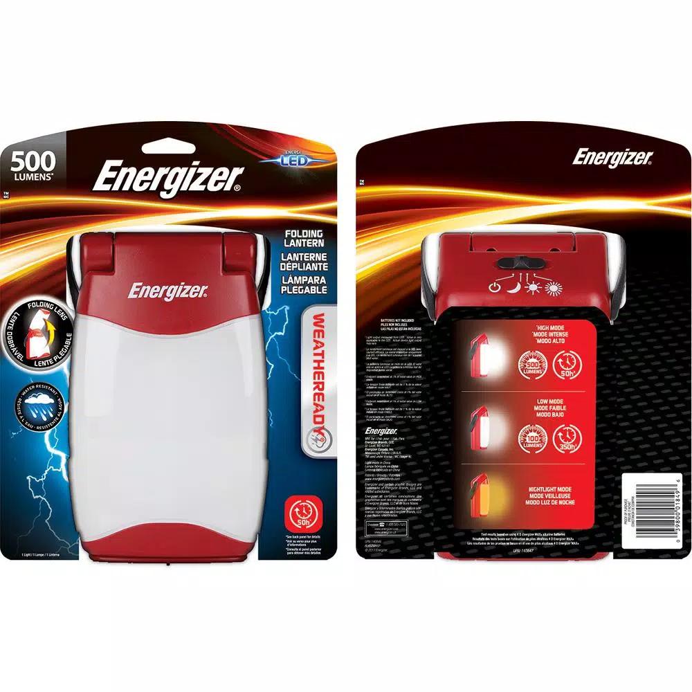 Energizer WeatheReady Folding LED Lantern, 500 Lumens, Water Resistant