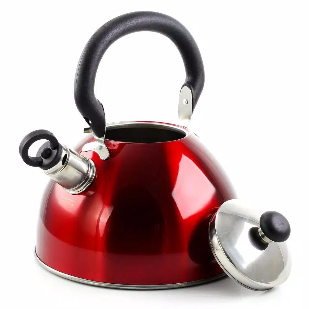 Mr. Coffee Morbern 7.2-Cup Red Stainless Steel Whistling Tea Kettle