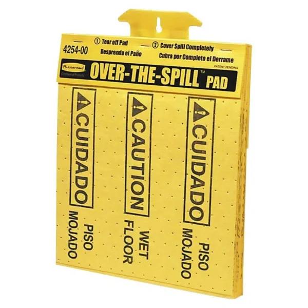 Rubbermaid Bilingual Over-the-Spill Pad Tablet, 16.5 x 14 in., Polypropylene Absorbent Safety Sign