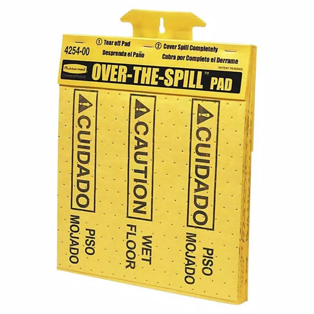 Rubbermaid Bilingual Over-the-Spill Pad Tablet, 16.5 x 14 in., Polypropylene Absorbent Safety Sign
