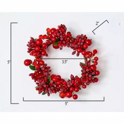WORTH IMPORTS 3.5" Mixed Red Berry Candle Ring Set of 2 - Holiday Pillar Candle Decor thumbnail 2