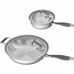 CookCraft by Candace 4-Piece Tri-Ply Stainless Steel Cookware Set with Patented Latch Lids thumbnail 1