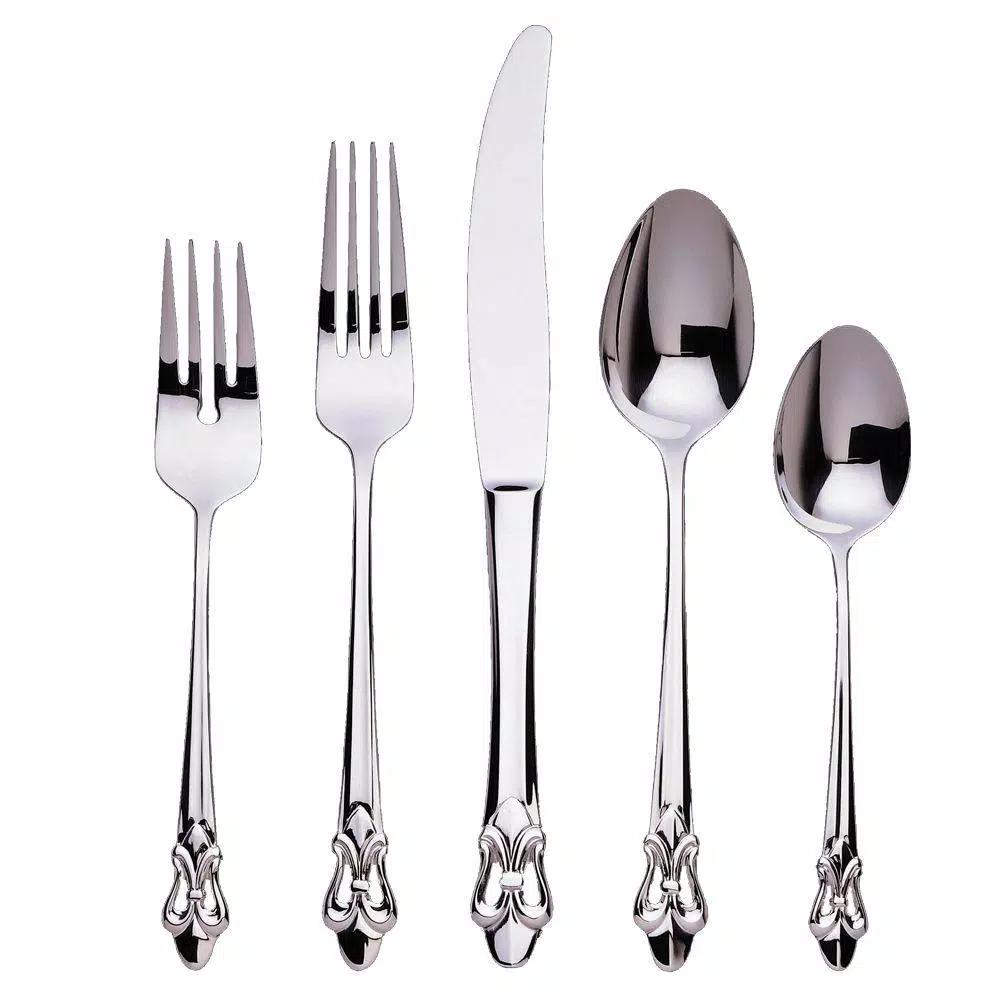 Ginkgo Fleur de Lis 20-Piece Stainless Steel Flatware Set, Service for 4
