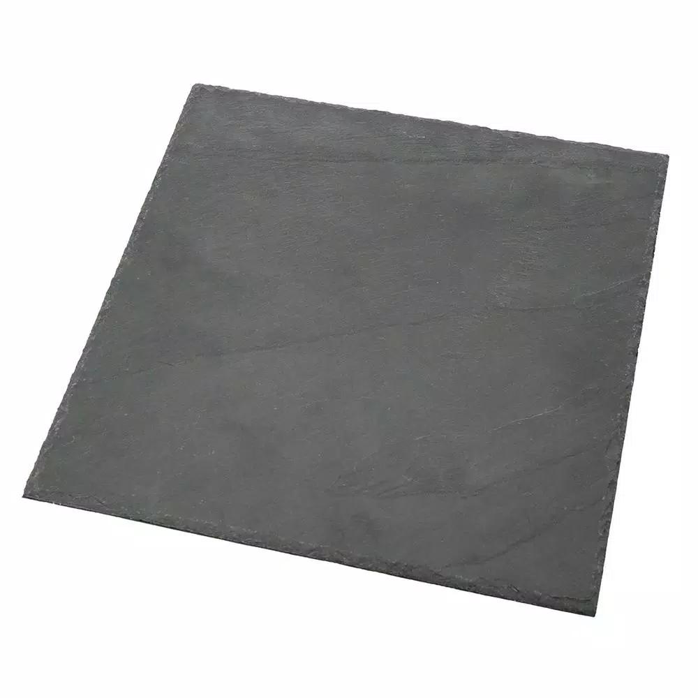 Creative Home Natural Black Slate 12 in. x 12 in. Square Serving Board and Cheese Platter