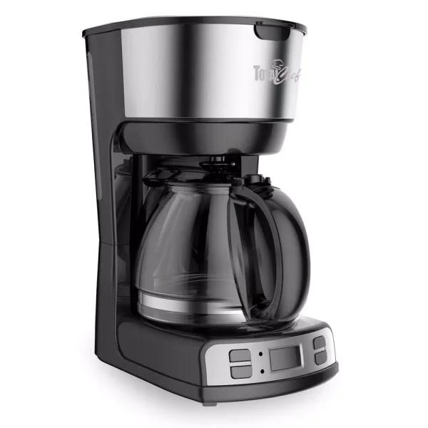 Total Chef 12-Cup Programmable Drip Coffee Maker with Glass Carafe, LCD Display, and Auto Shut-Off - Black/Silver