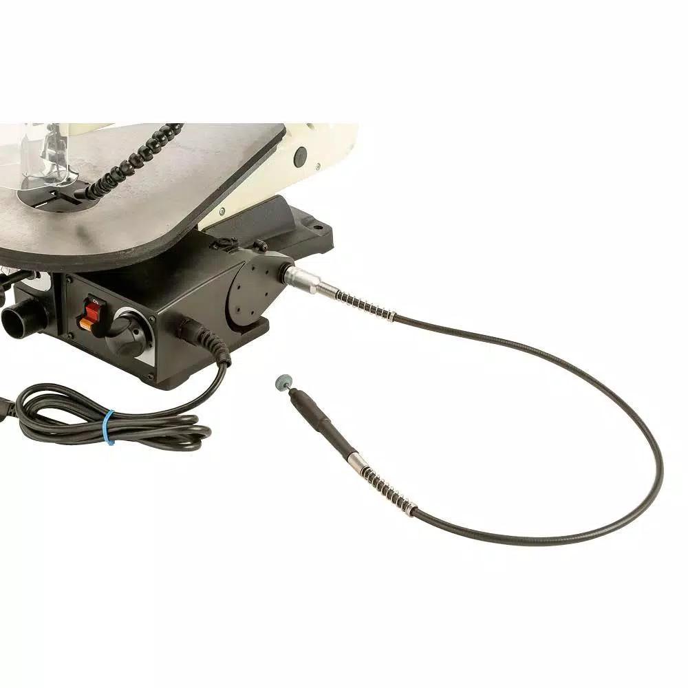 Shop Fox 18 in. VS Scroll Saw with LED Gooseneck Light and 64-Piece Rotary Tool Kit