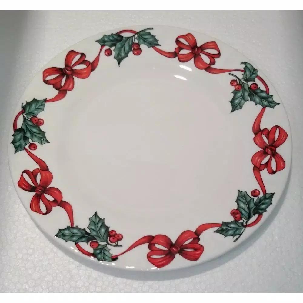 Unbranded Roy Kirkham X'mas Ribbon Tea Plate Set of 6 - Fine Bone China, Made in England
