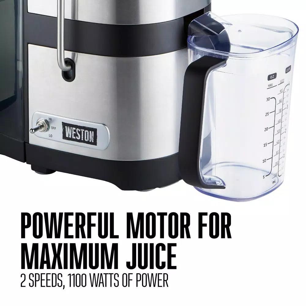 Weston Super Chute 1100W Centrifugal Juice Extractor, 3.5" Extra-Wide Feed Chute, Stainless Steel