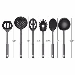Chef Buddy 6-Piece Kitchen Cookware Utensil Set with Hanging Ring, Black thumbnail 3