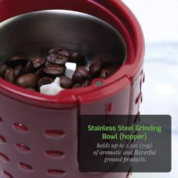 Ovente 2.5 oz. Electric Coffee Grinder, 150W Stainless Steel Blades, Maroon thumbnail 9