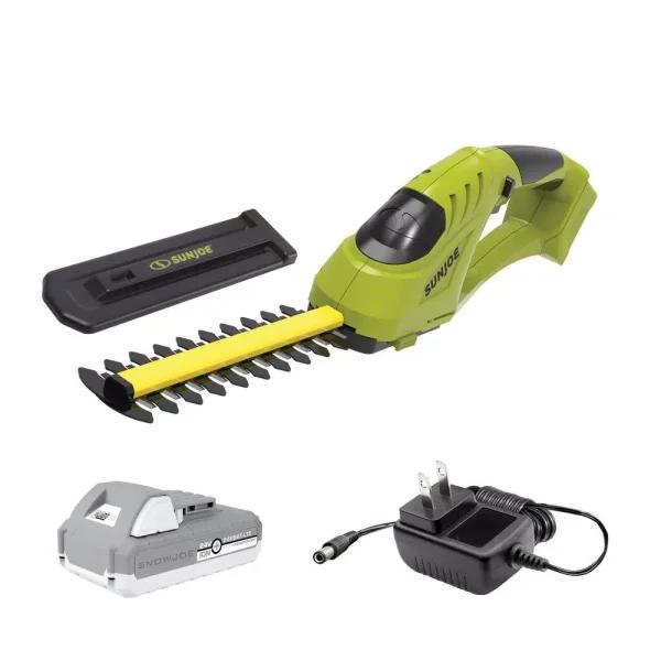 Sun Joe 24V Cordless Handheld Hedge Trimmer Kit with 2.0 Ah Battery and Charger