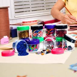 Stalwart 12-Piece 20 mL Clear Plastic Storage Jars with Color-Coded Lids thumbnail 4