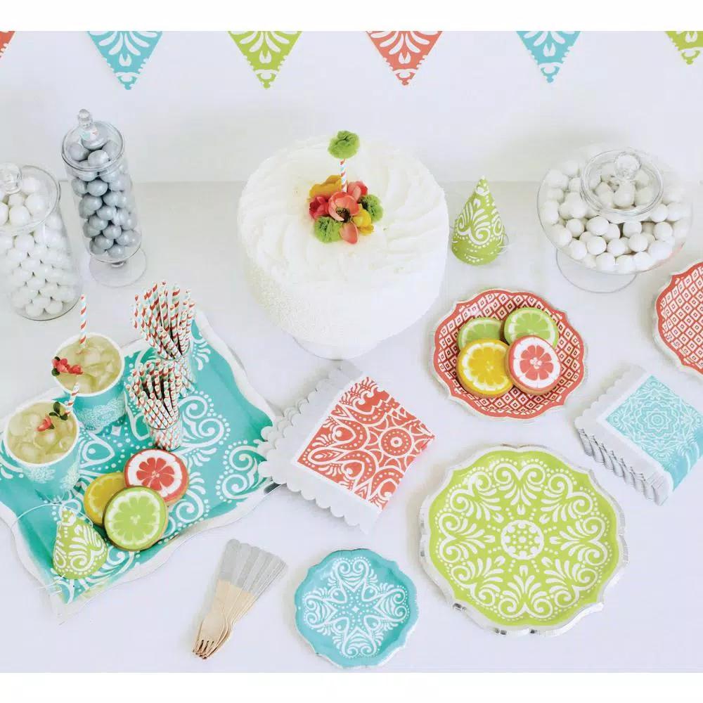Sugar Plum Party SugarPlum Collection Citrus Lime Green Hexagon Paper Dinner Plates, 32-Piece Set