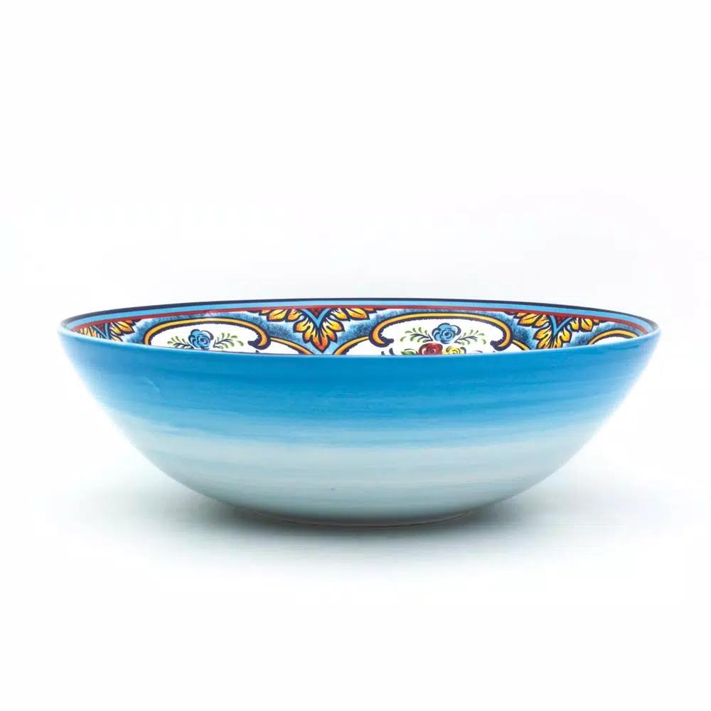 Euro Ceramica Zanzibar Bohemian Earthenware Serving Bowl, Multicolor, 120oz