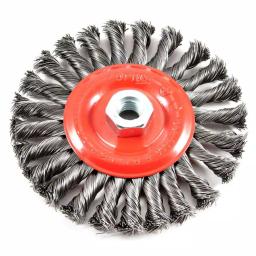 Forney 6 in. Twist Knot Wire Wheel Brush with 5/8 in.-11 Threaded Arbor thumbnail 1