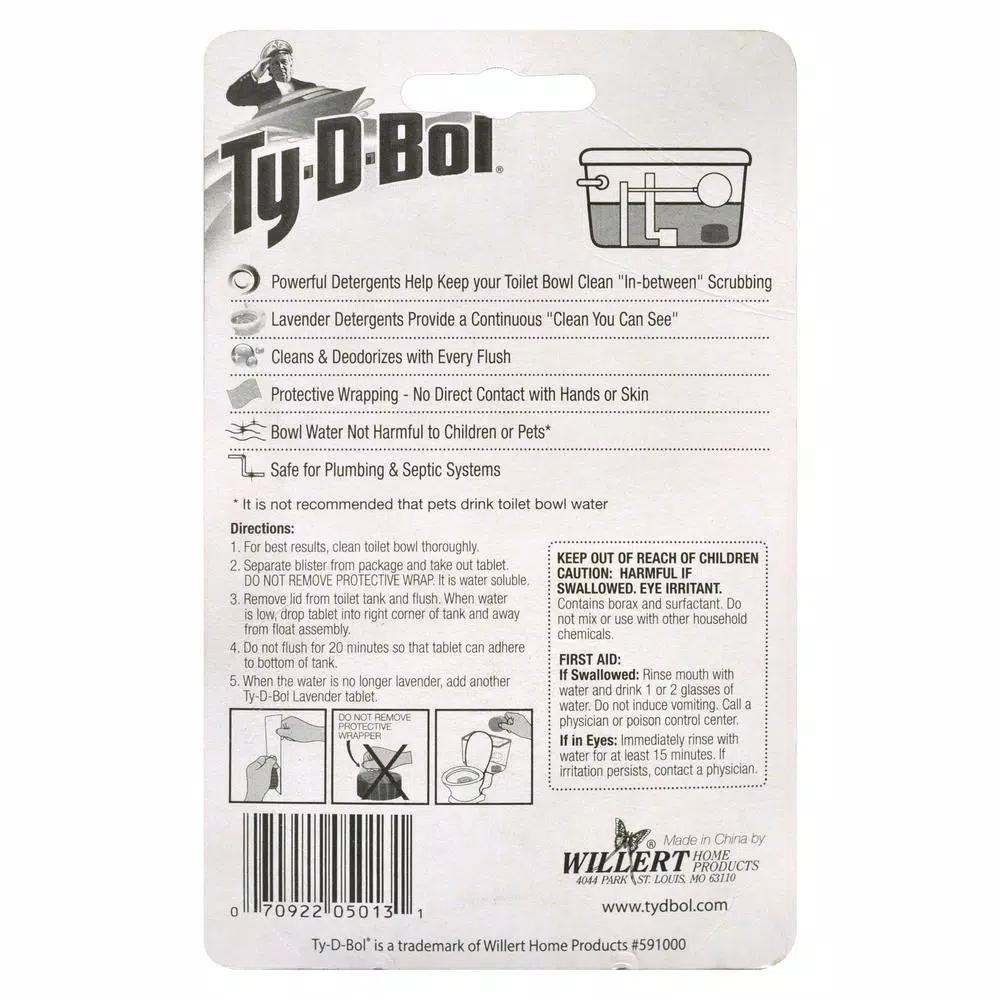Ty-D-Bol Lavender Scent In-Tank Toilet Bowl Cleaner Tablets, 1.7 oz (6-Pack)
