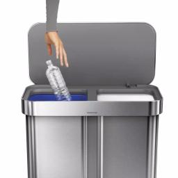 simplehuman 15 Gallon Dual Compartment Stainless Steel Step Trash Can and Recycling Bin thumbnail 4