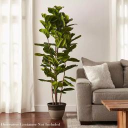 Pure Garden 72 in. Artificial Fiddle Leaf Fig Tree with Black Pot thumbnail 4