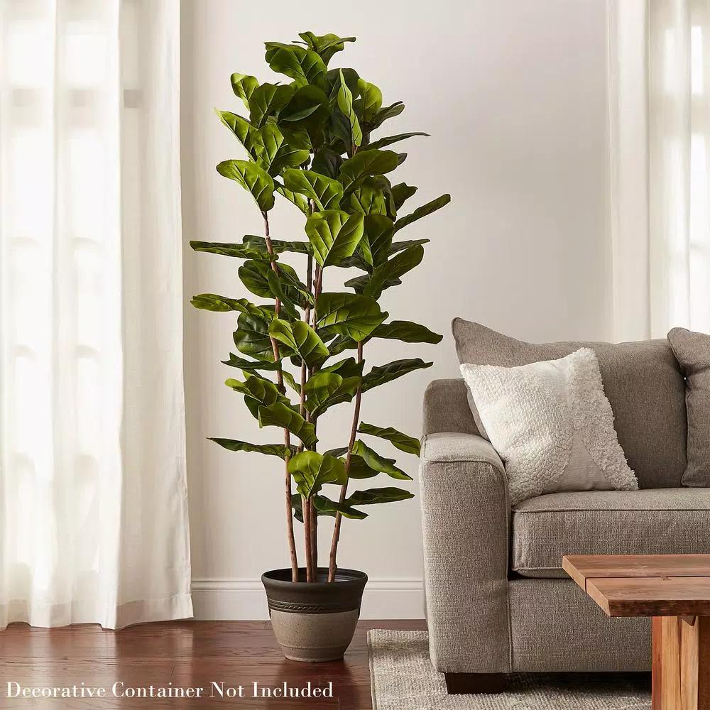 Pure Garden 72 in. Artificial Fiddle Leaf Fig Tree with Black Pot