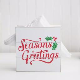 Home Essentials 6 in. Seasons Greetings White Wooden Napkin Holder thumbnail 2