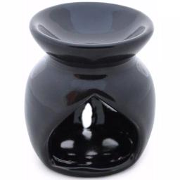 Benzara Black Handmade Ceramic Oil Diffuser and Warmer with Leaf Cutout Design thumbnail 4