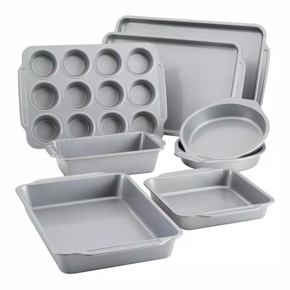 Farberware 8-Piece Nonstick Bakeware Set, Gray Steel