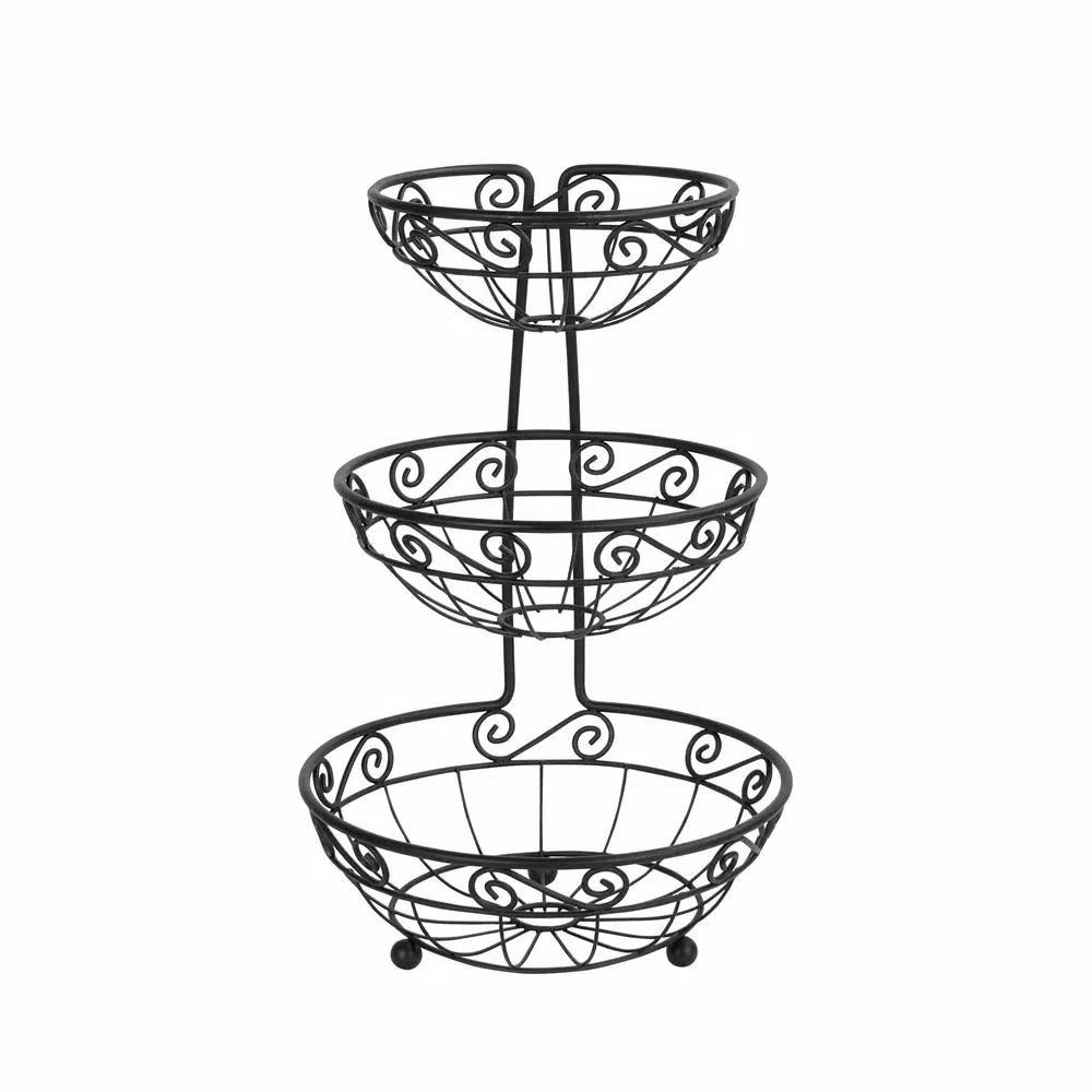 Spectrum Diversified Scroll Arched 3-Tier Steel Fruit Basket Server
