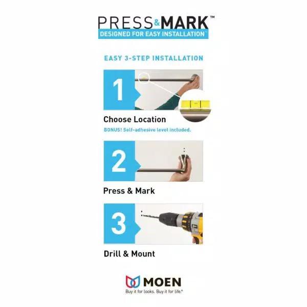 MOEN Hensley 24 in. Double Towel Bar with Press and Mark Installation, Brushed Nickel